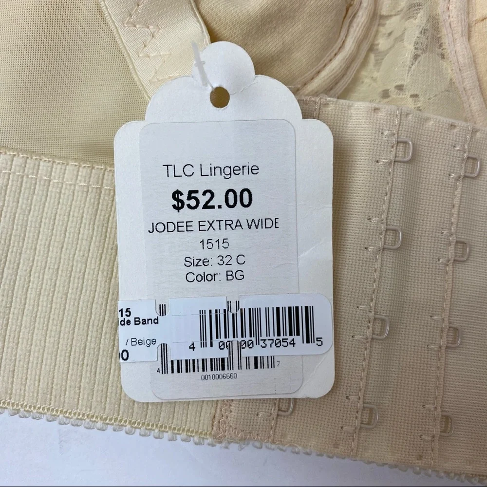 Jodee Nude Cream Surgical Mastectomy Bra Extra Wide 32C NWT
